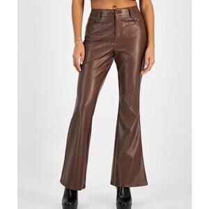 Dollhouse Juniors' Faux-Leather Five-Pocket Flare Pants size 3/4  3060